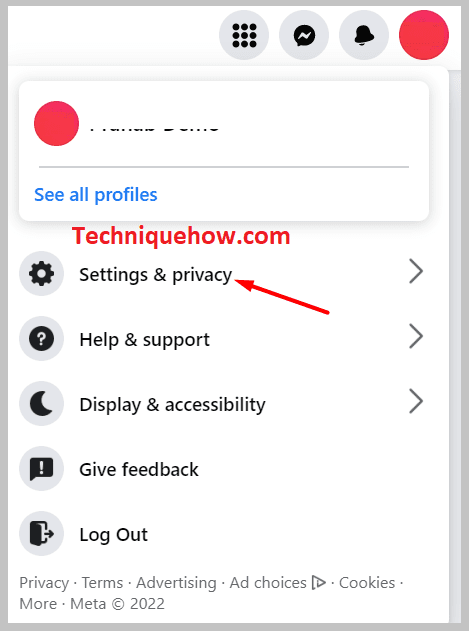 the settings and privacy option.