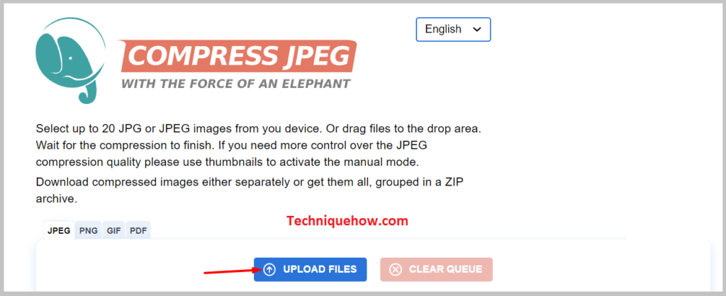 , there will be a blue option that says UPLOAD FILES