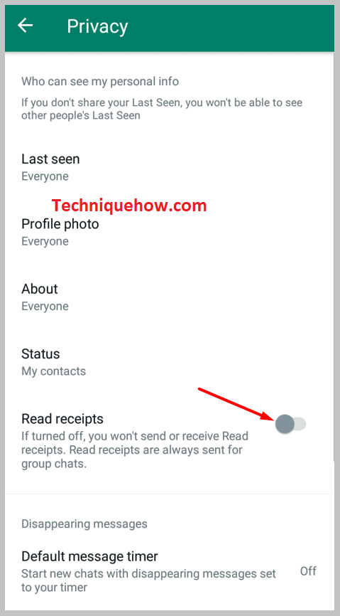 turn off the “Read receipts” option