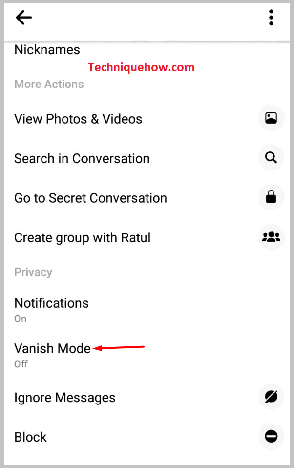  turn on Vanish Mode on messenger 