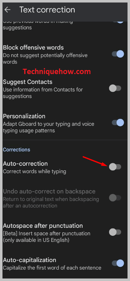 turn the spell Auto-correction option off