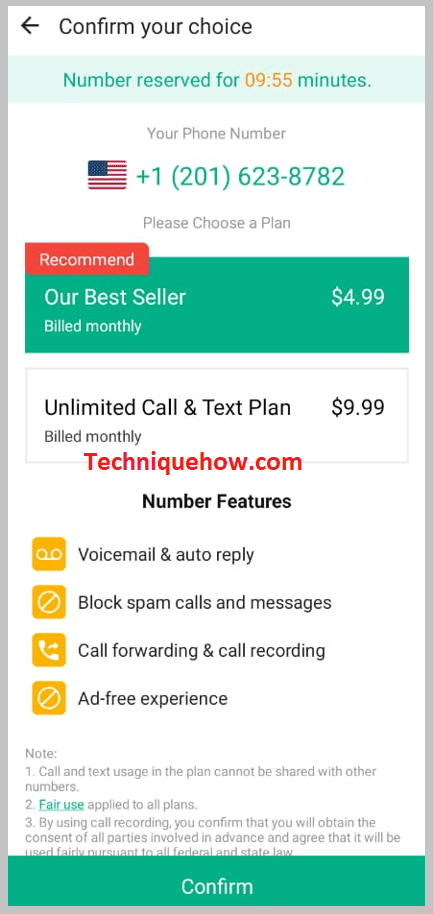 with selecting a phone number,
