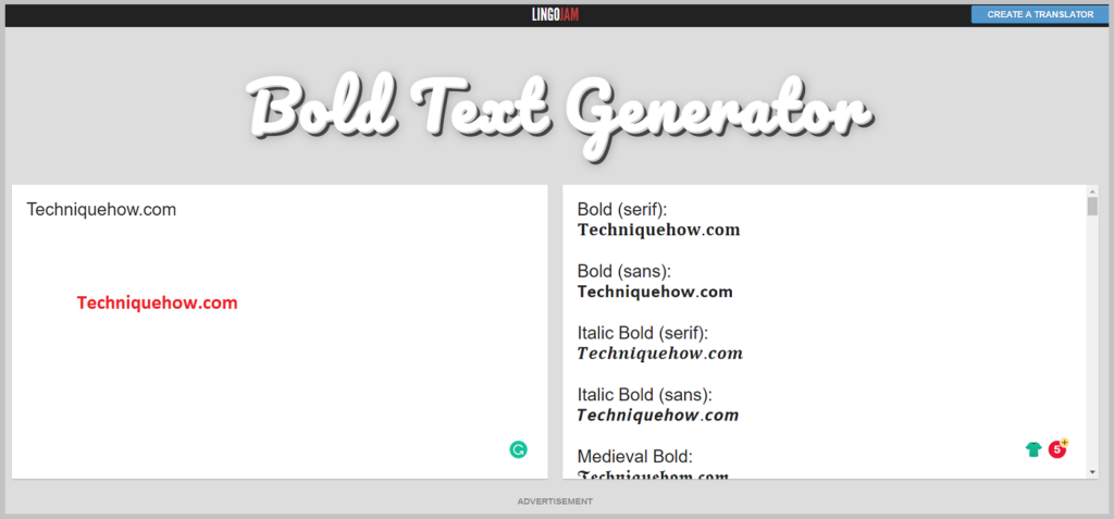 you'll find the tool generating your text