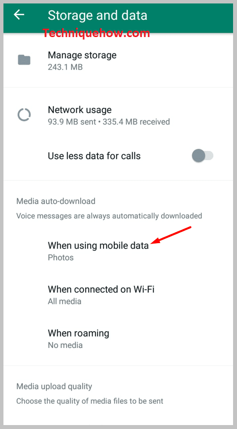 you'll see the option of When using mobile data