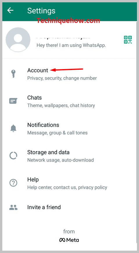 you've to go to and tap on Account