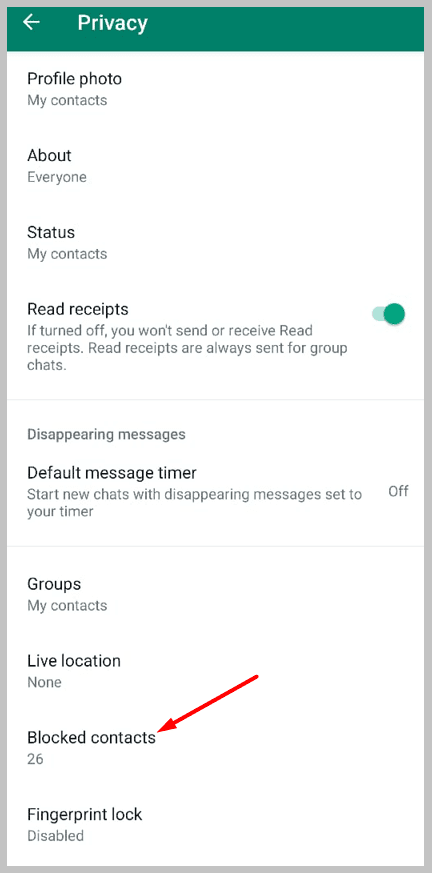 Blocked contacts section