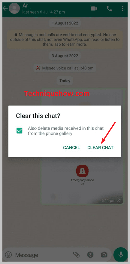  Clear chat to delete the conversation.