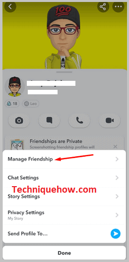 Click manage friendship