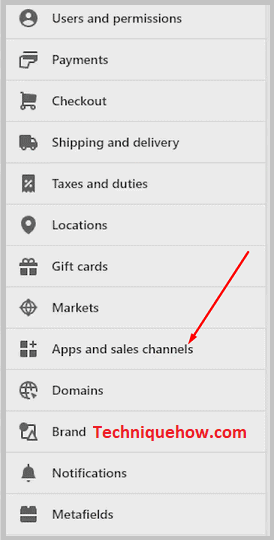 Click on 'Apps and Sales Channels'