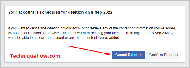 Click on Cancel Deletion