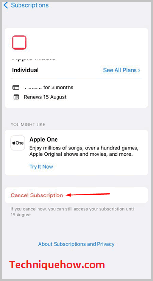 Click on Cancel Subcription