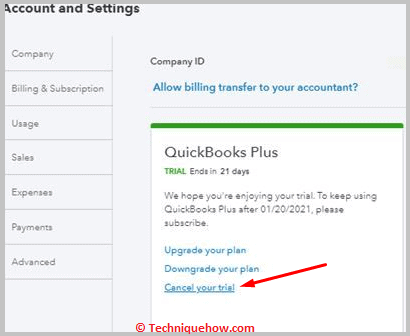 Click on Cancel your trial