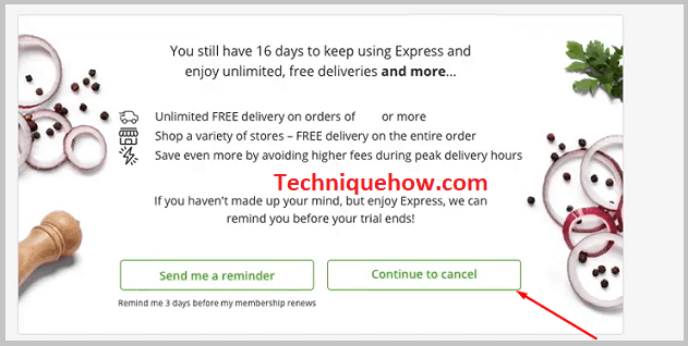 Click on Continue to Cancel