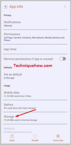 Click on Storage