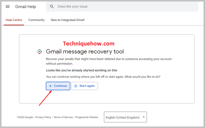 Click on continue