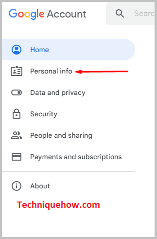 Click on the 'Personal info'