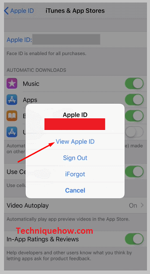 Click on the 'View Apple ID' option