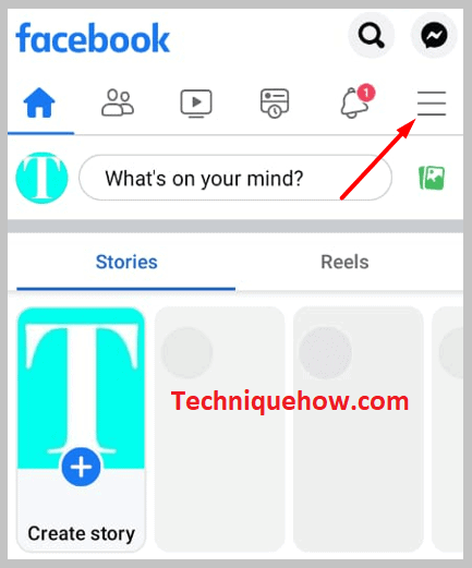 Facebook app and click on the three-lines option
