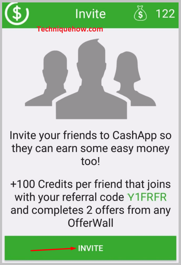 Cash App and Tap on Invite
