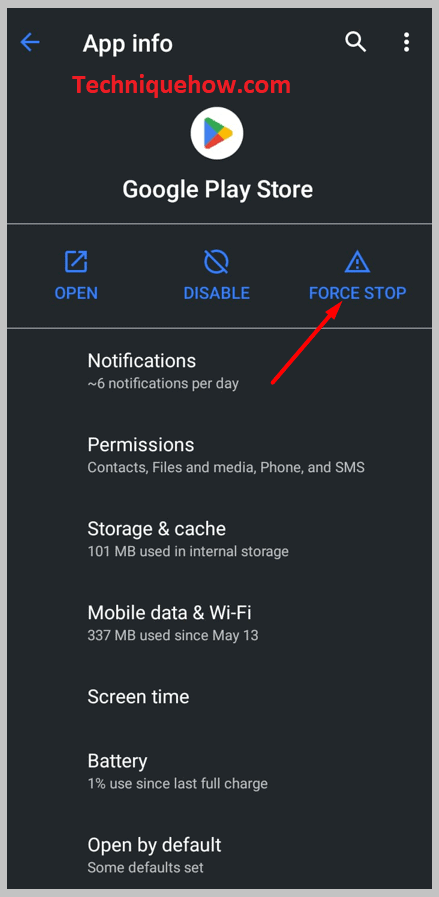 Force Stopâ the Google Play Store
