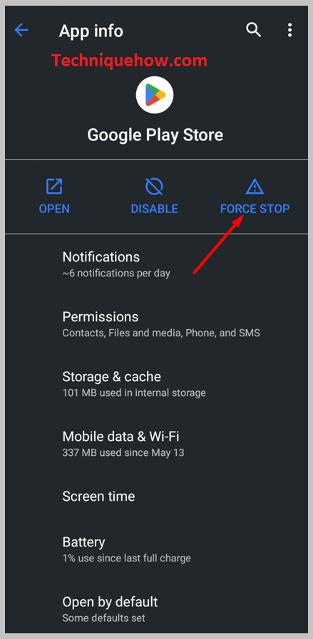 Force Stop’ the Google Play Store