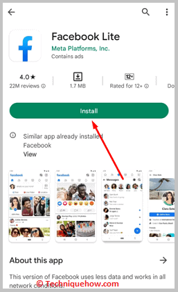 Install Facebook lite