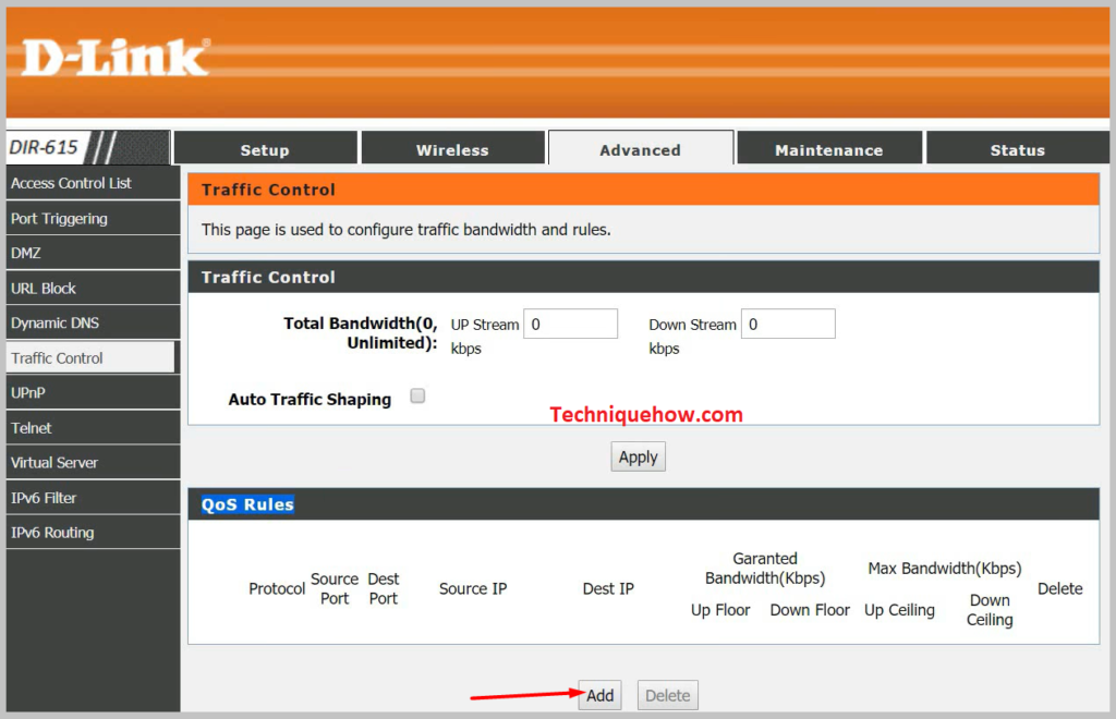 Now click on Add to add client rules Dlink