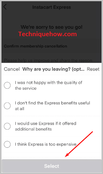 Select a reoson