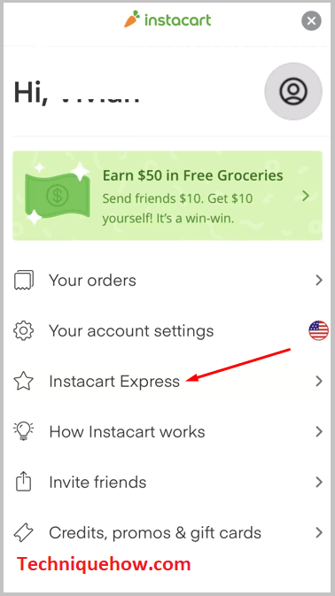 Tap Instacart Express