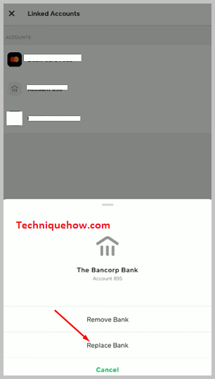 Tap on Replace Bank