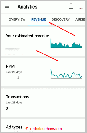 Tap on the 'Revenue' tab