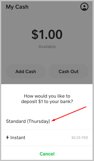 Tap the Standard option