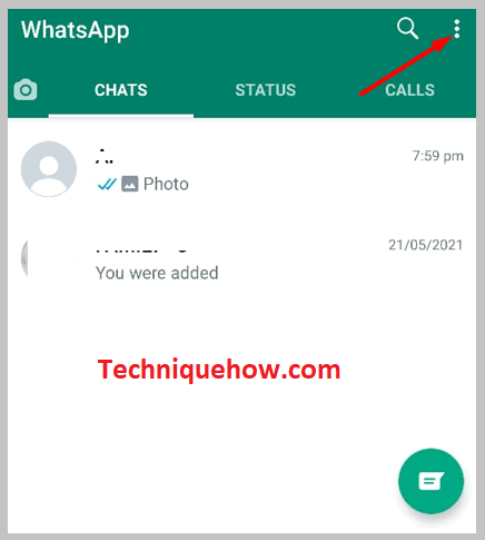 WhatsApp, tap the Three dots icon 