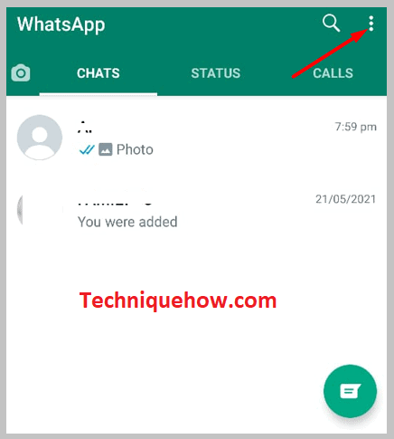 WhatsApp, tap the Three dots icon