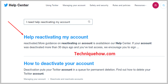 click on Help reactivating my account