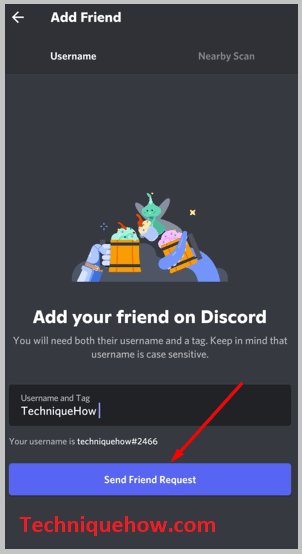 click on Send Friend Request