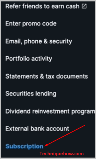 click on the Subscription