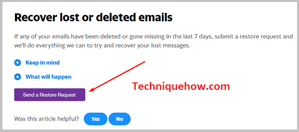 click on the button that says Send a Restore Request