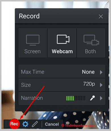 click on the red Rec button