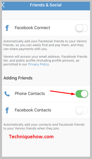 enable the switch next to the Phone Contacts option