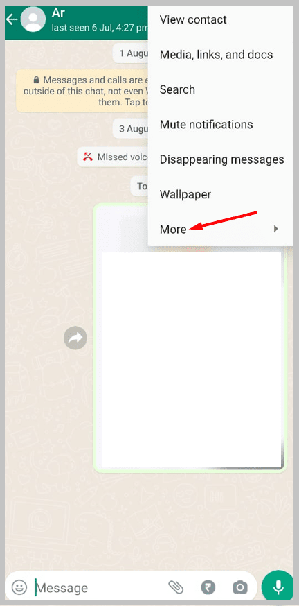 have to tap the last option, More