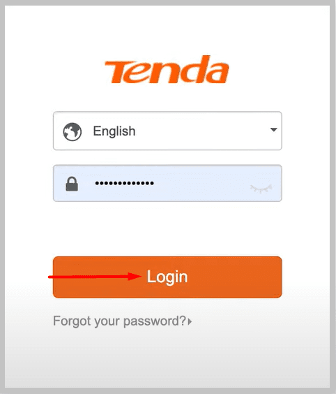 log in with your credentials Tenda