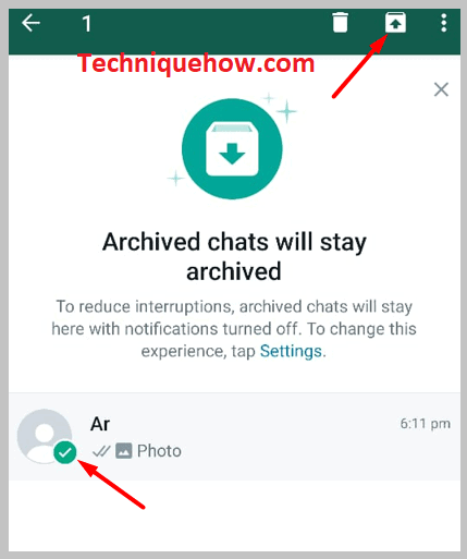 select the Unarchive icon