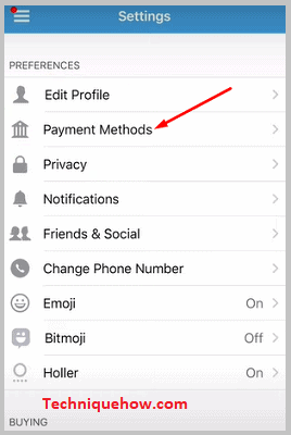 tap on payment methods