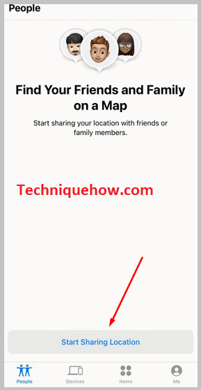 tapping the 'Start Sharing Location'