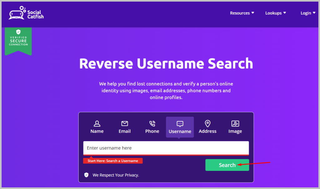 the box that says Enter username here