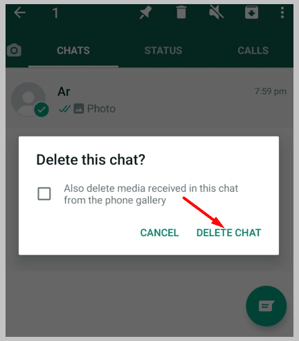 top and then tap DELETE CHAT