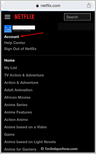 Click on Account