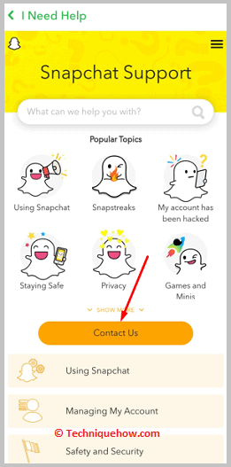 Click on Contact Us