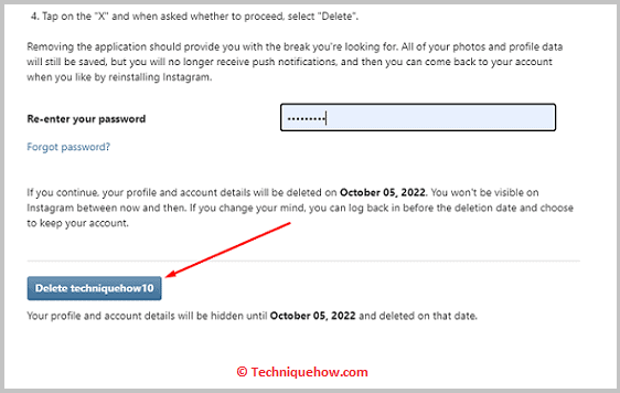 Click on Delete button